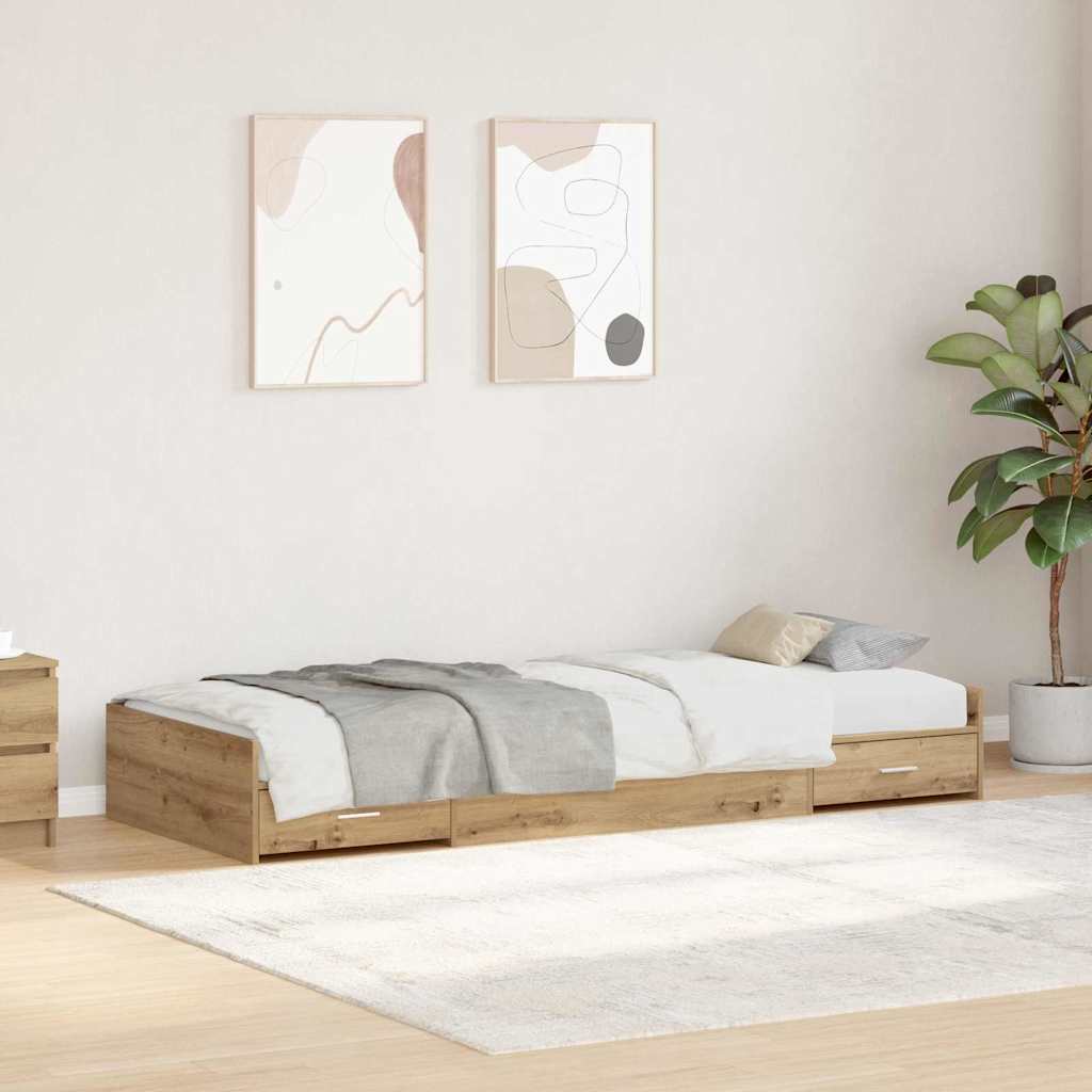 vidaXL Estructura de cama con cajón Roble artisan 100 x 200 cm