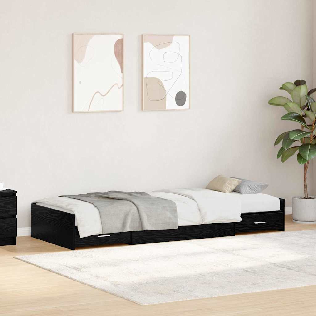 vidaXL Estructura de cama Roble Negro 90 x 200 cm Madera de ingeniería