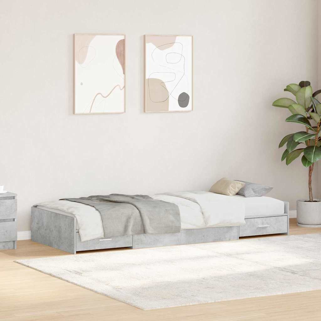 vidaXL Estructura de cama con cajón Gris Concreto 75 x 190 cm