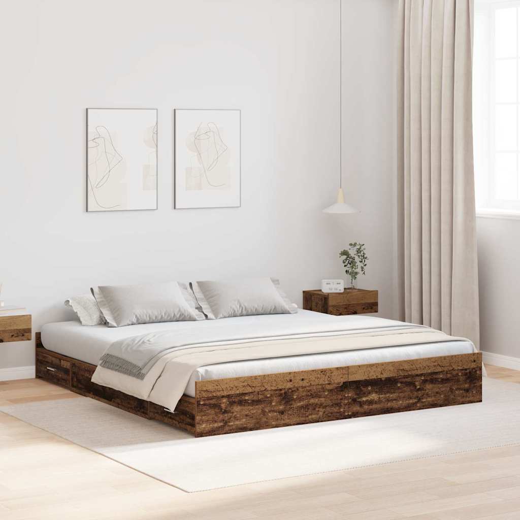 vidaXL Cama con almacenamiento con cajón Madera Vieja 180 x 200 cm