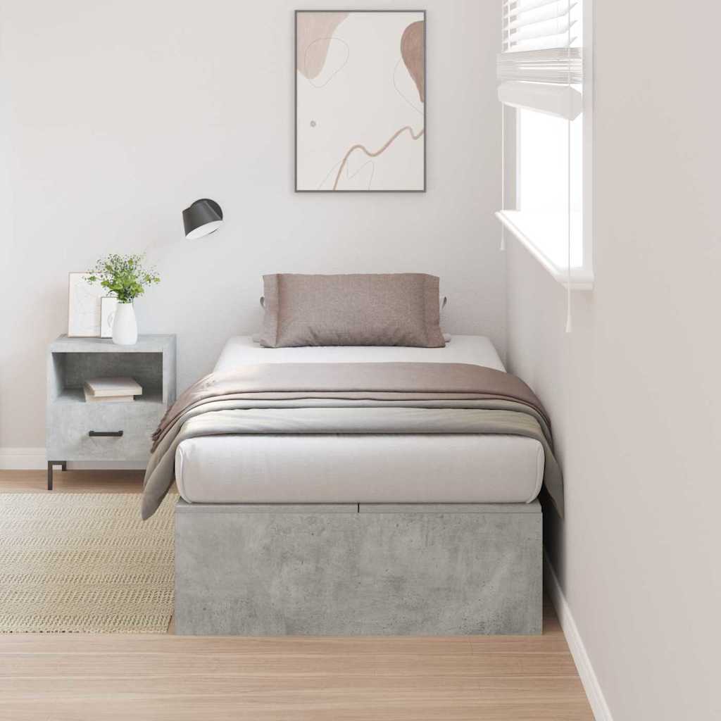 vidaXL Cama con almacenamiento con puerta Gris Concreto 90 x 200 cm