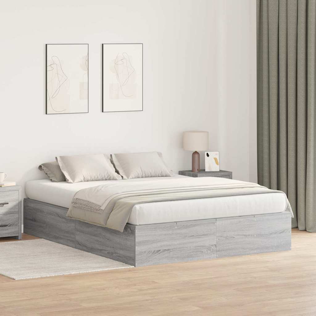 vidaXL Cama con almacenamiento con puerta Gris Sonoma 140 x 200 cm