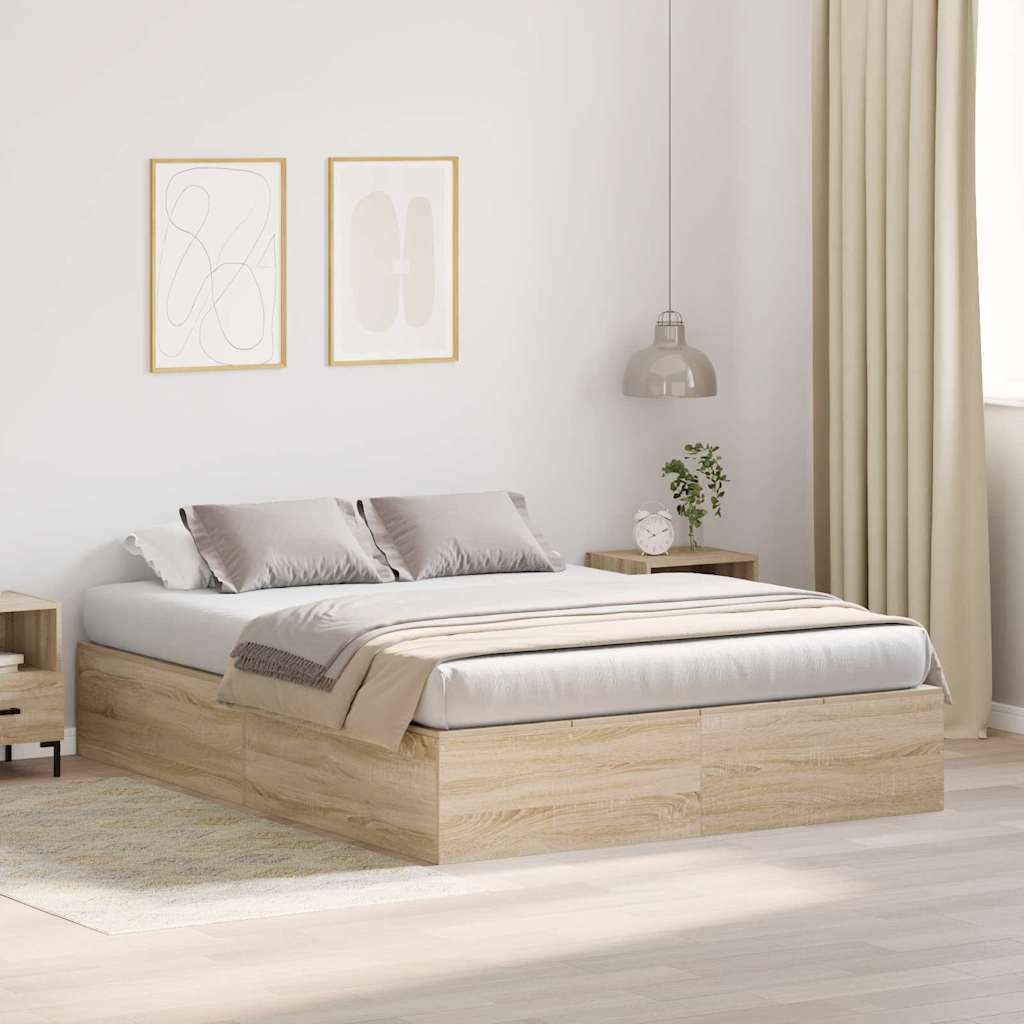 vidaXL Cama con almacenamiento con puerta Roble Sonoma 150 x 200 cm