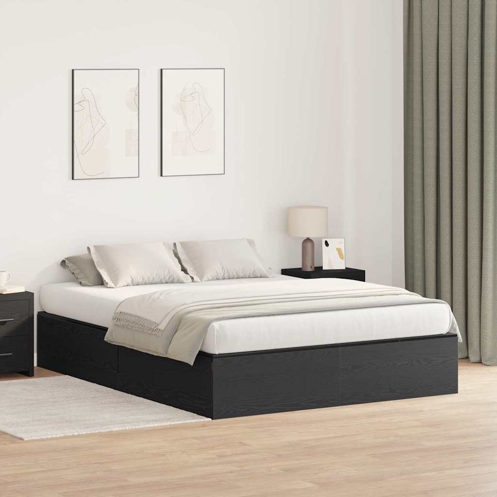 vidaXL Cama con almacenamiento con puerta Roble Negro 160 x 200 cm