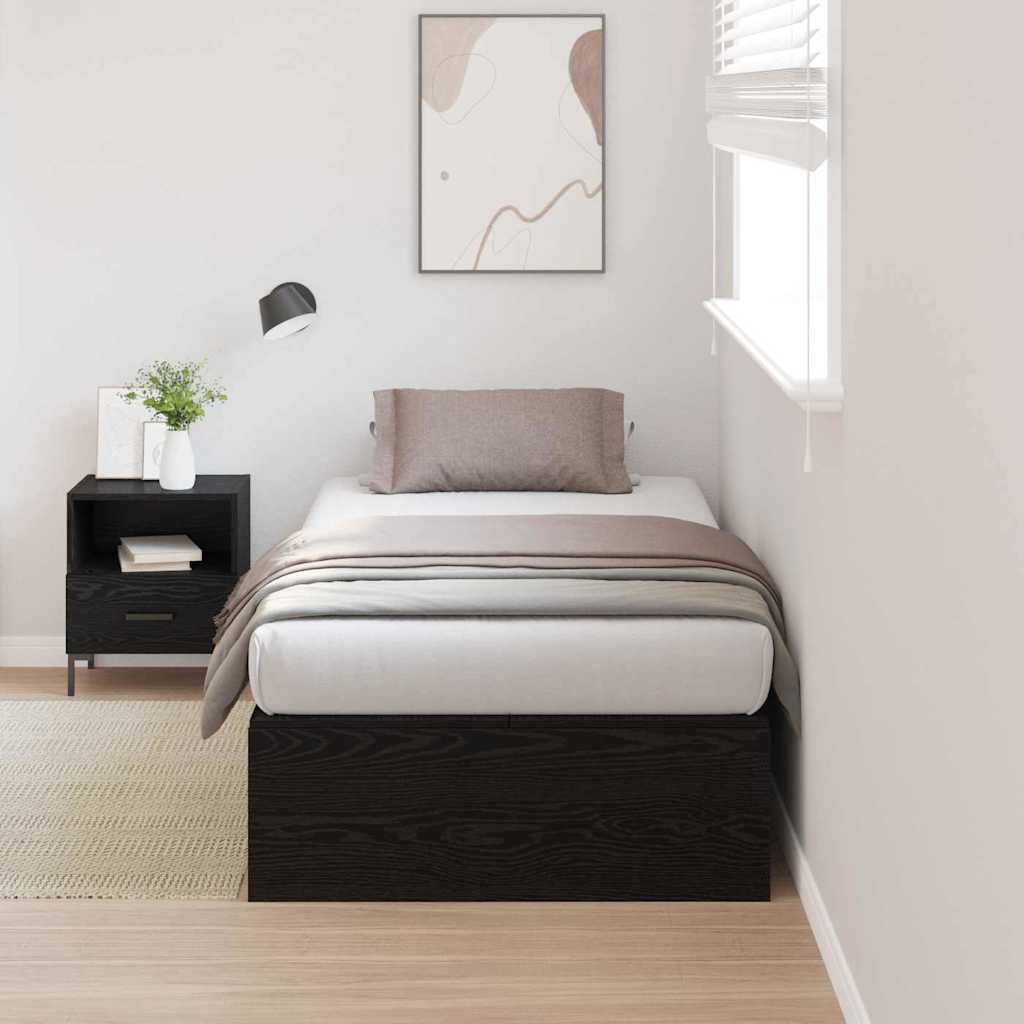 vidaXL Cama con almacenamiento con puerta Roble Negro 70 x 190 cm