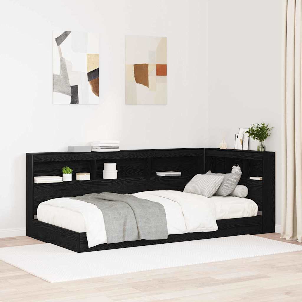 vidaXL Cabecera de almacenamiento Roble Negro Madera de ingeniería