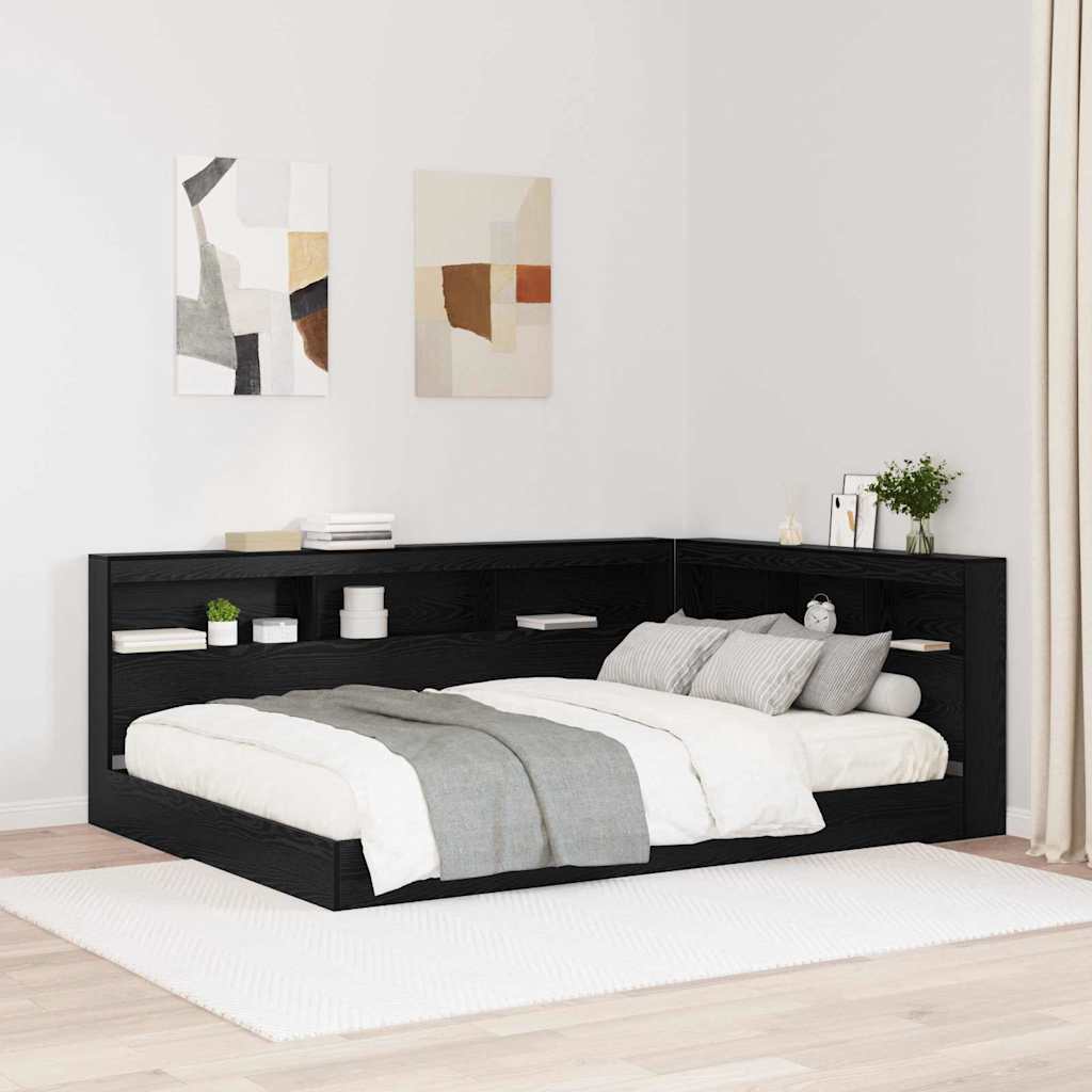vidaXL Cabecera de almacenamiento Roble Negro Madera de ingeniería