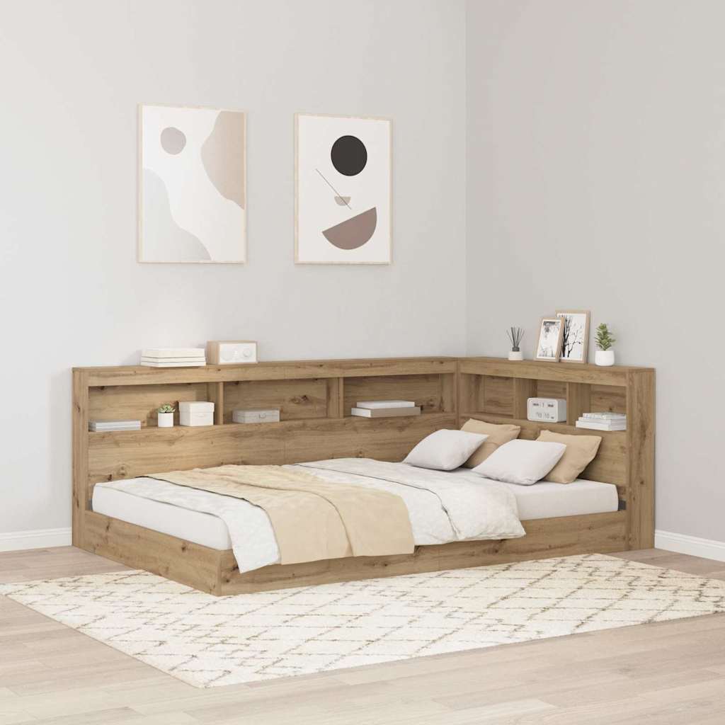 vidaXL Cabecera de almacenamiento Roble artisan Madera de ingeniería