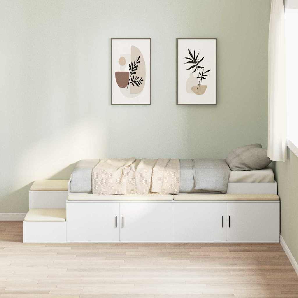 vidaXL Cama con almacenamiento con estante 75 cm Madera de ingeniería