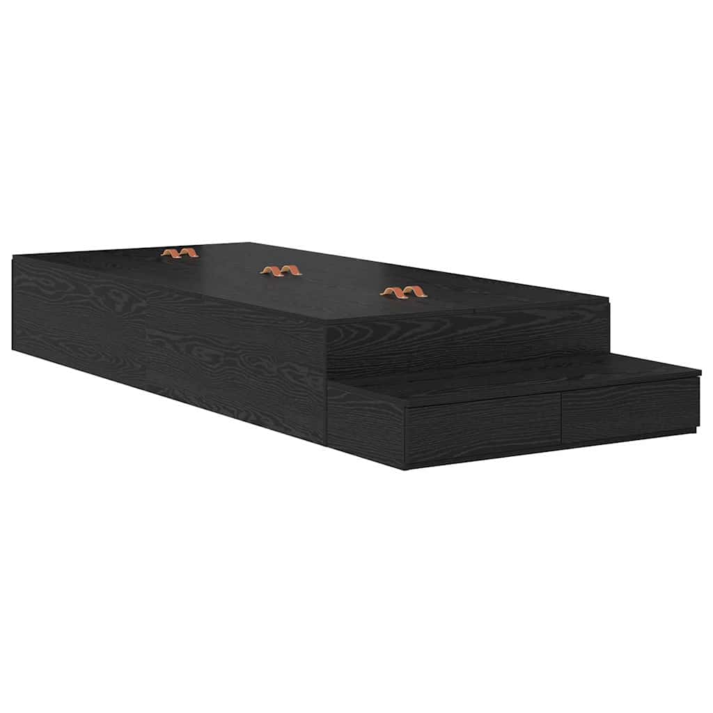 vidaXL Cama con almacenamiento Roble Negro 80 cm Madera de ingeniería