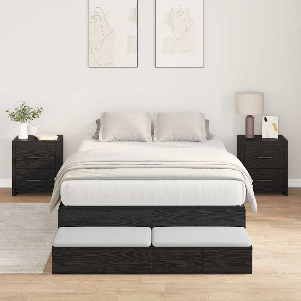 vidaXL Cama con almacenamiento Roble Negro 120 cm Madera de ingeniería