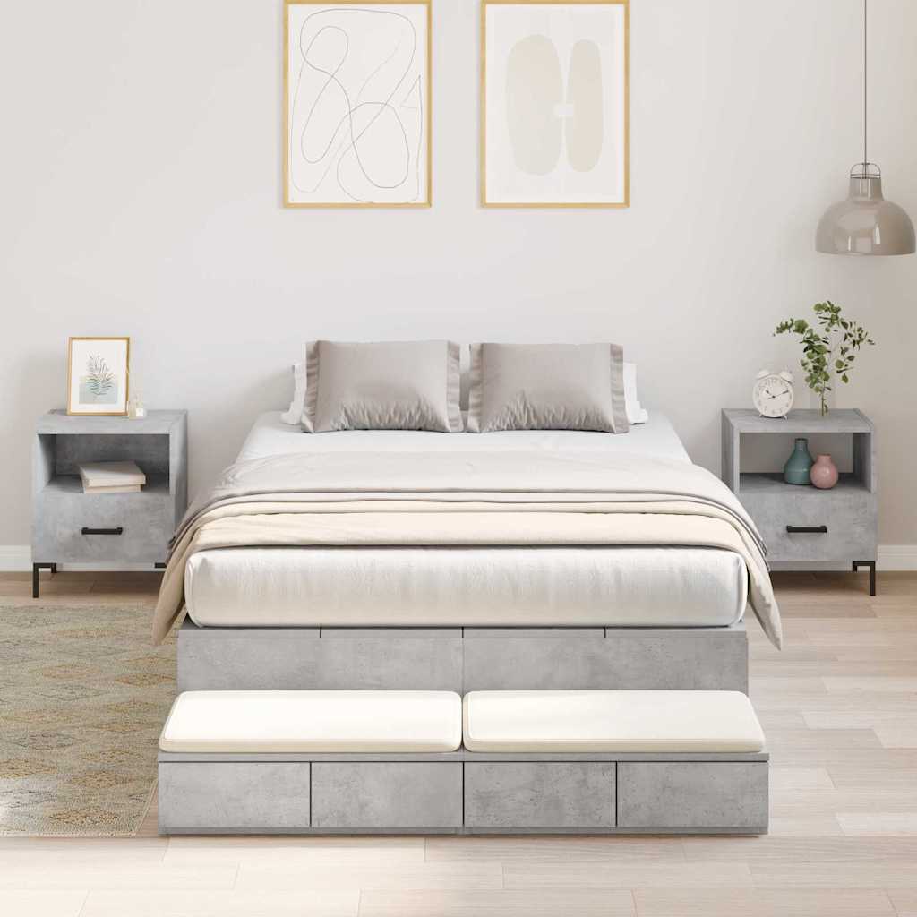 vidaXL Cama con almacenamiento con cajón Gris Concreto 120 cm