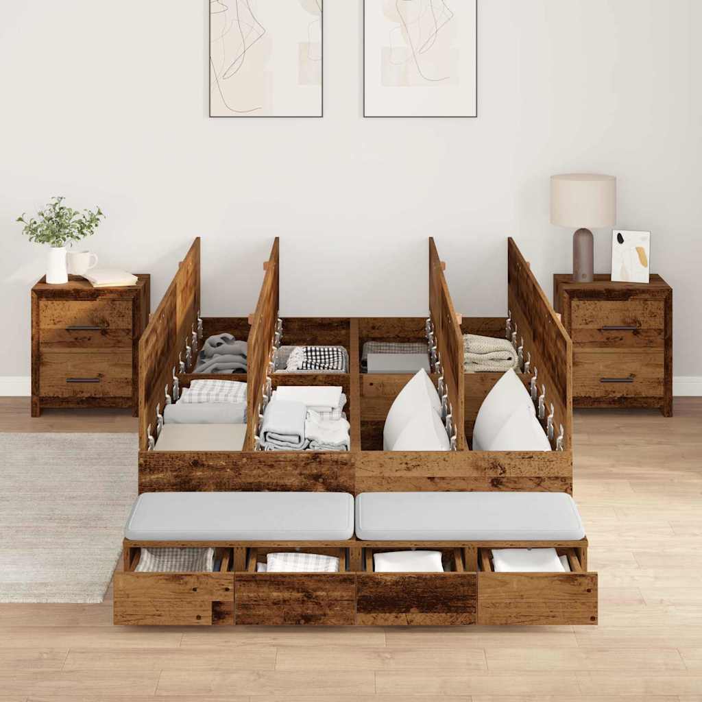 vidaXL Cama con almacenamiento con cajón Madera Vieja 120 cm
