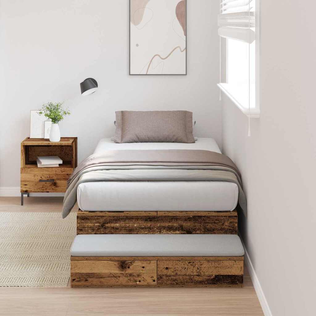vidaXL Cama con almacenamiento Madera Vieja 75 cm Madera de ingeniería