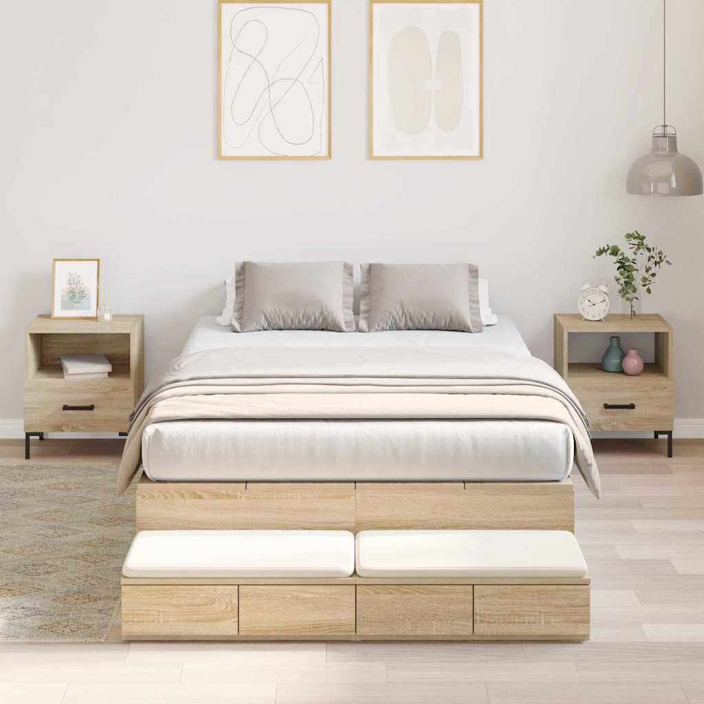 vidaXL Cama con almacenamiento con cajón Roble Sonoma 120 cm