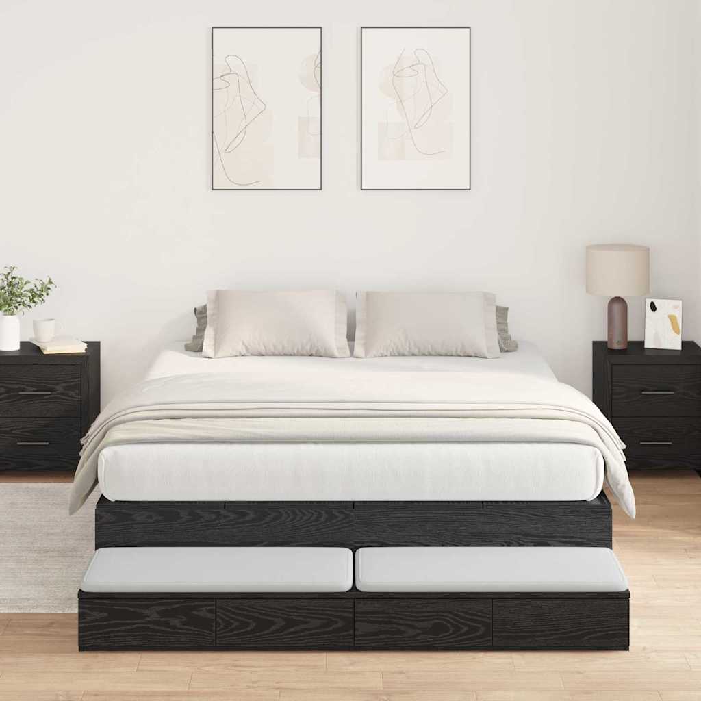 vidaXL Cama con almacenamiento Roble Negro 140 cm Madera de ingeniería