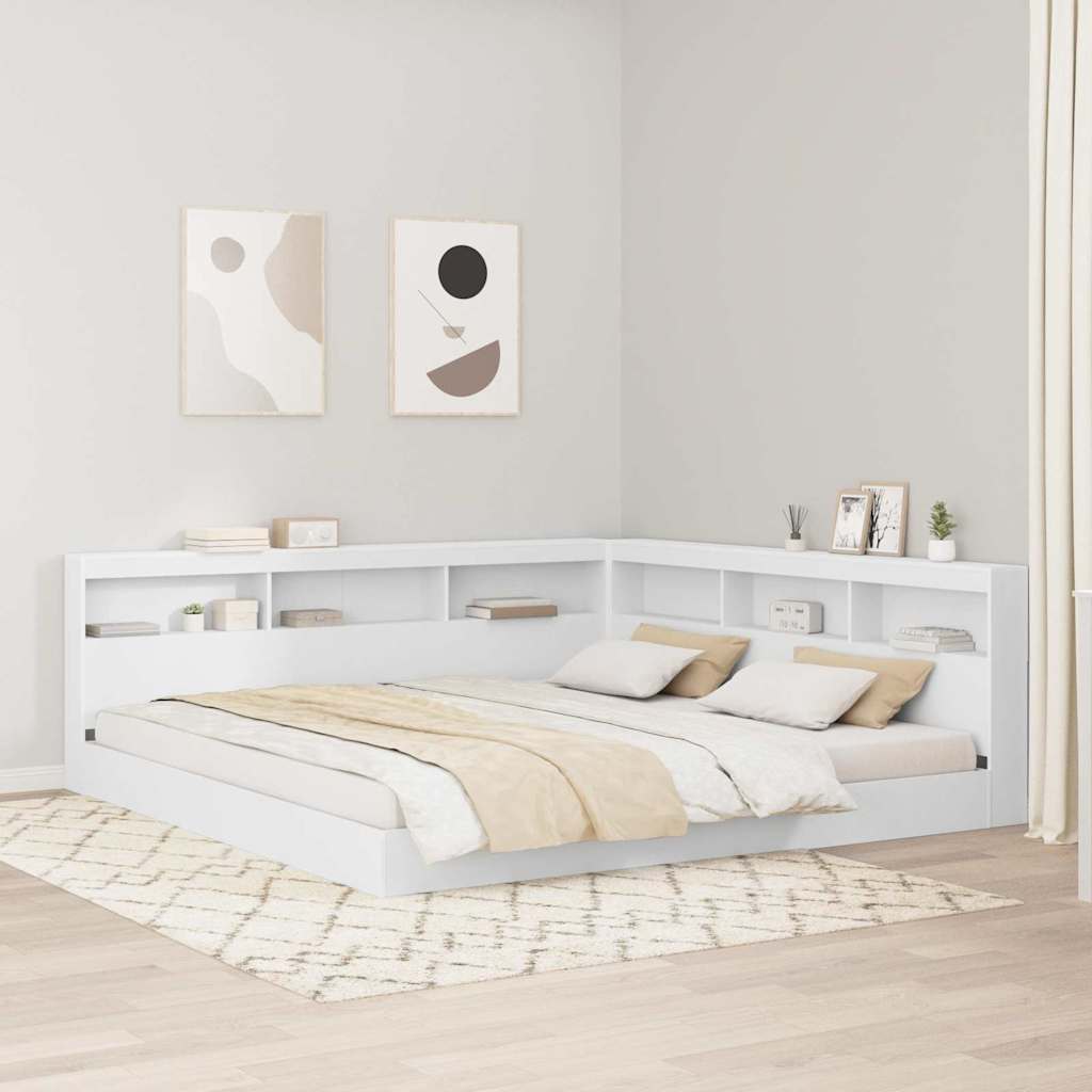 vidaXL Cama con Estantería Blanco 180 x 200 cm Madera de ingeniería