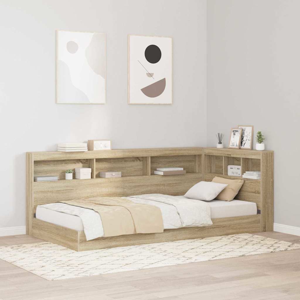 vidaXL Cama con Estantería con estante Roble Sonoma 75 x 190 cm