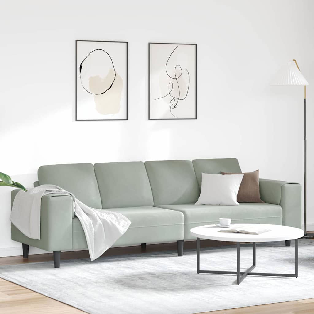 vidaXL Sofá de sala Gris Claro 250 x 77 x 76 cm