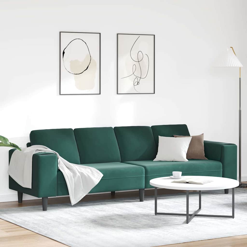 vidaXL Sofá de sala Verde oscuro 250 x 77 x 76 cm