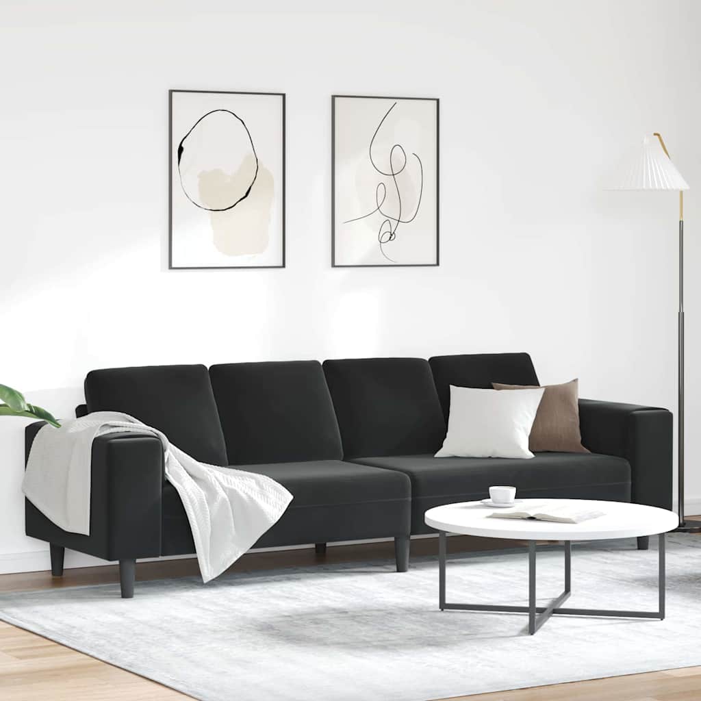 vidaXL Sofá de sala Negro 250 x 77 x 76 cm