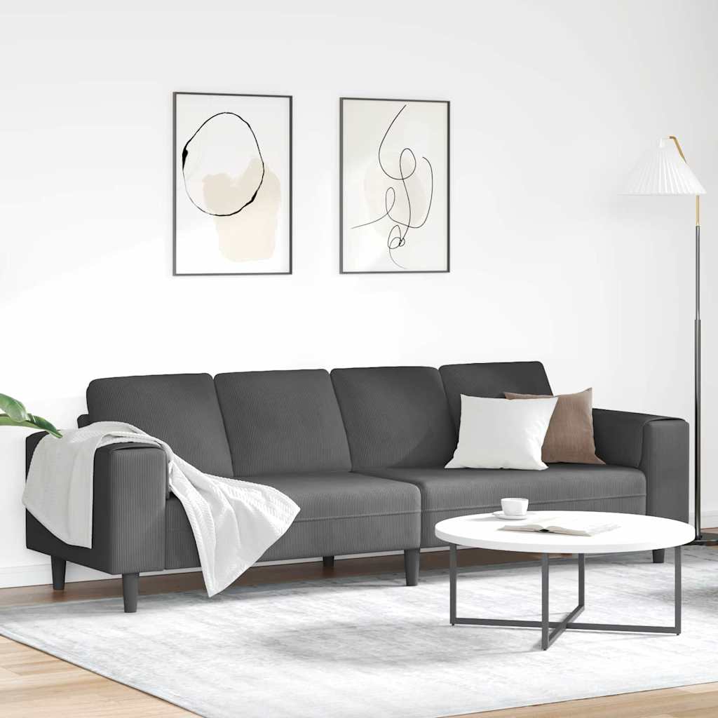 vidaXL Sofá Gris oscuro 250 x 77 x 76 cm Tela de Pana