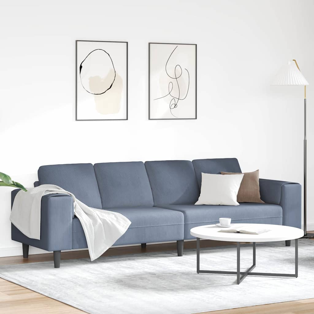 vidaXL Sofá Azul 250 x 77 x 76 cm Tela de Pana