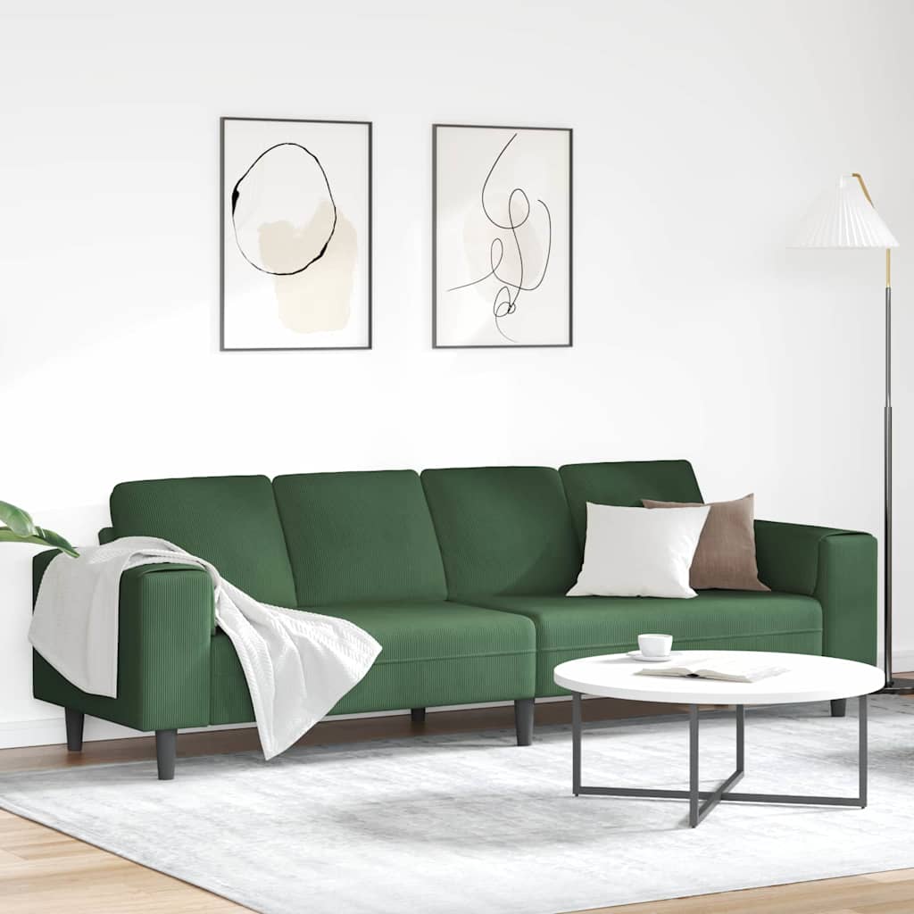 vidaXL Sofá Verde oscuro 250 x 77 x 76 cm Tela de Pana