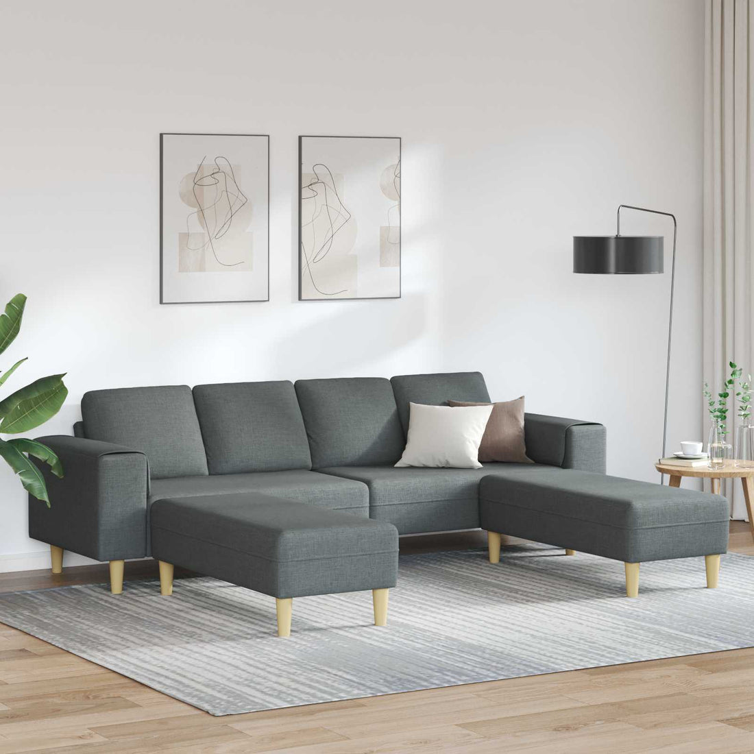 vidaXL Sofá de sala 3 uds. Gris oscuro Poliéster