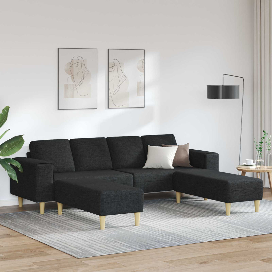 vidaXL Sofá de sala 3 uds. Negro Poliéster