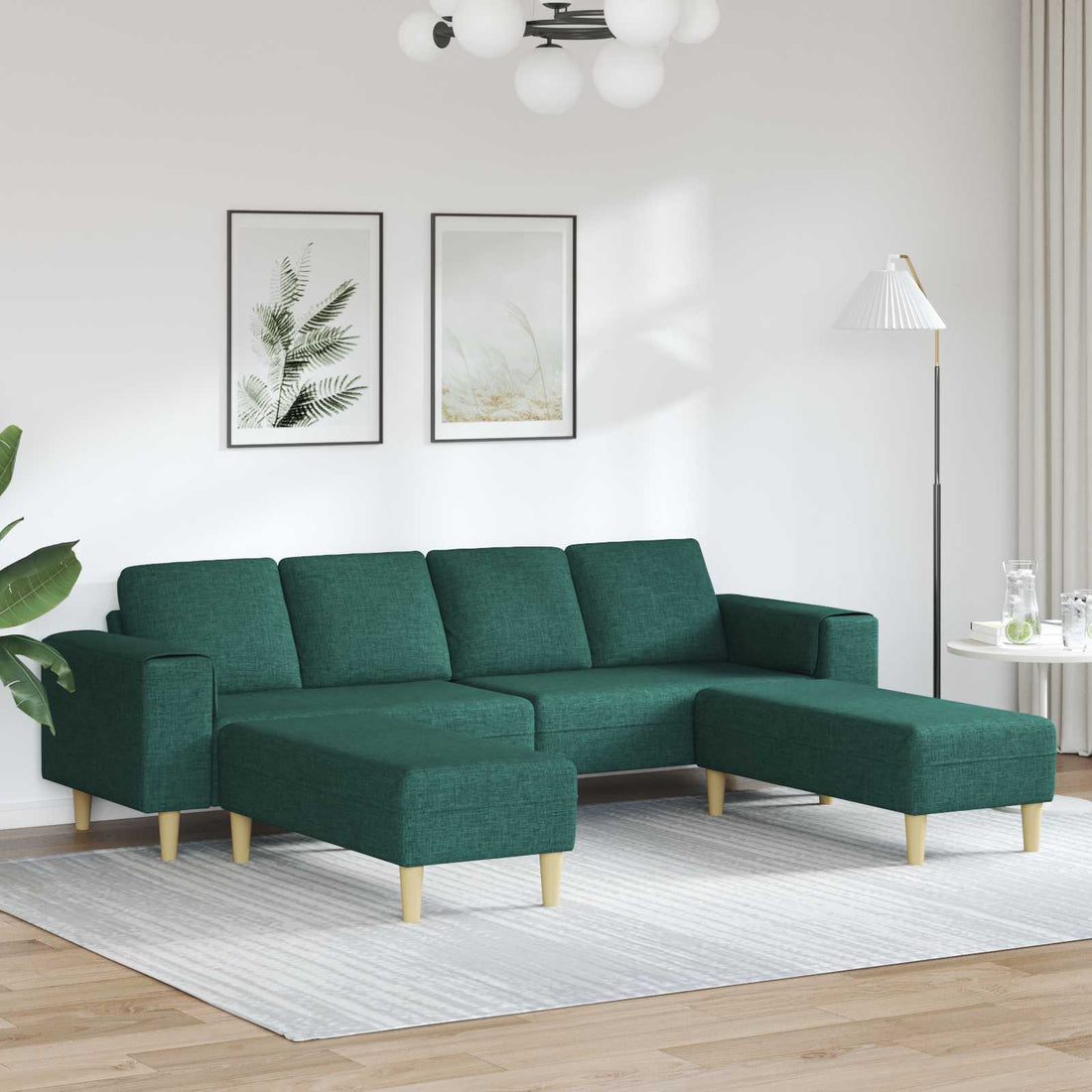vidaXL Sofá de sala 3 uds. Verde oscuro Poliéster