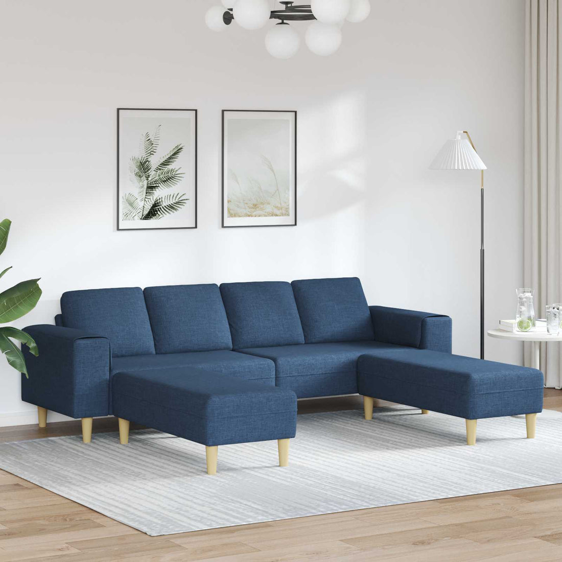 vidaXL Sofá de sala 3 uds. Azul Poliéster