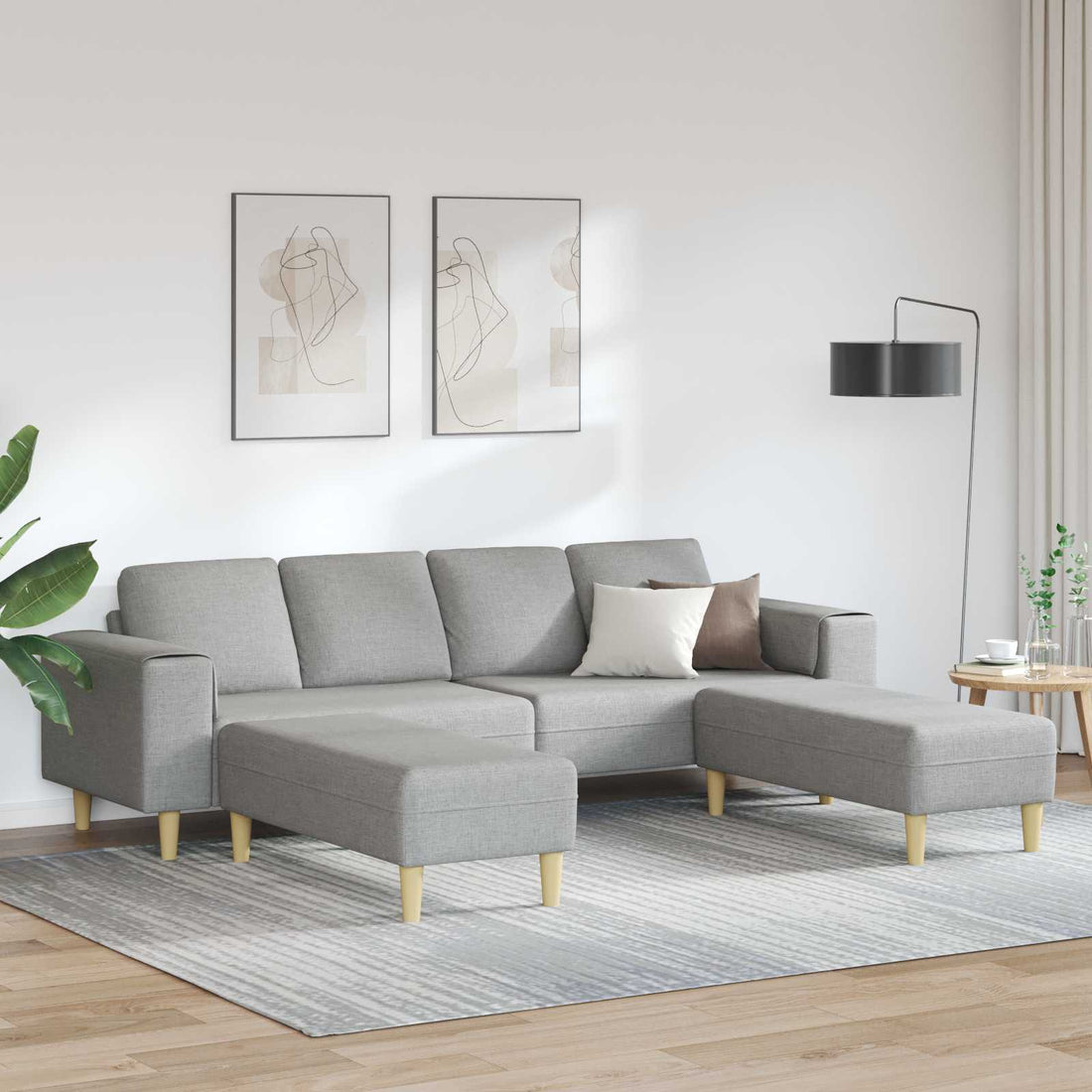 vidaXL Sofá de sala 3 uds. Gris Nube Poliéster