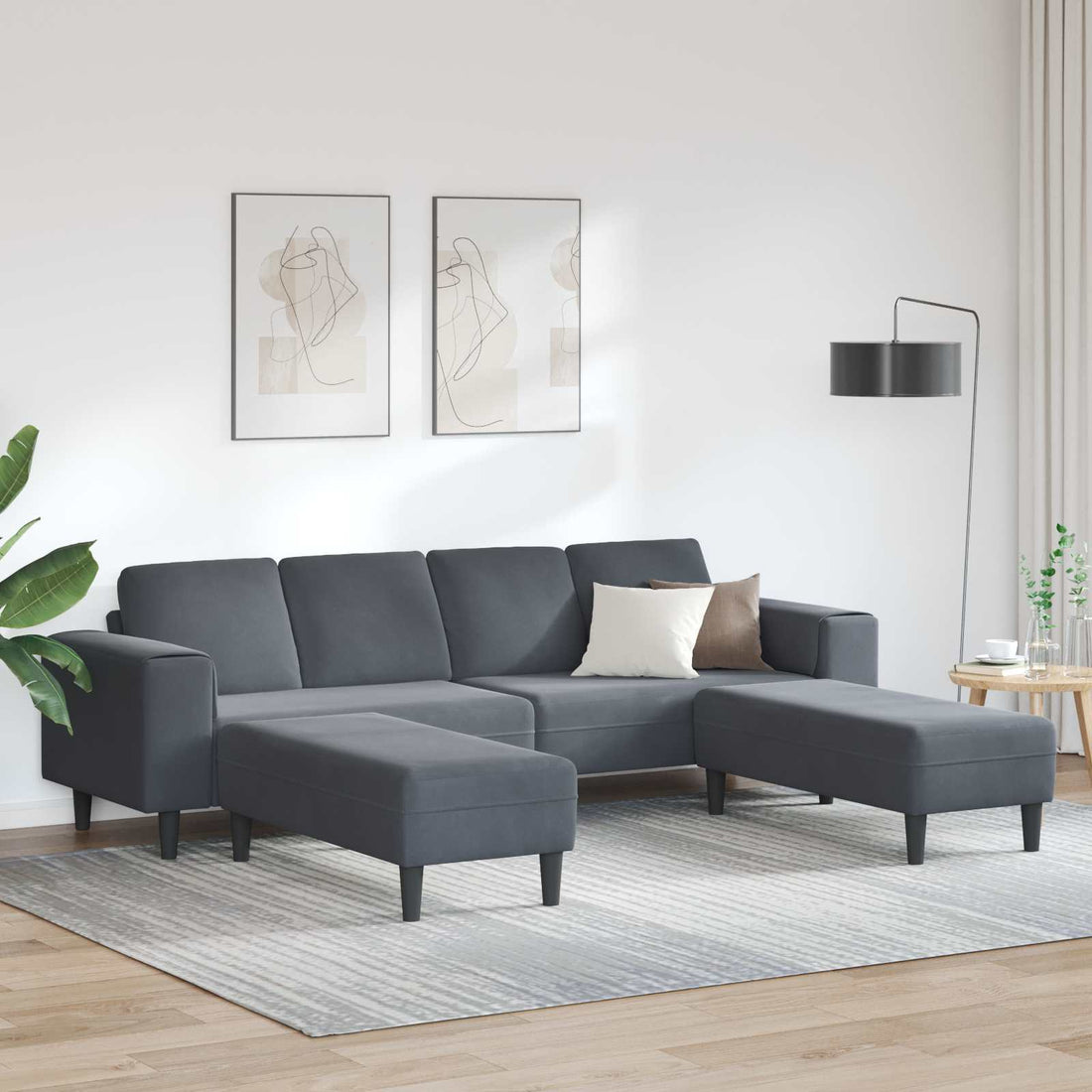 vidaXL Sofá de sala 3 uds. Gris oscuro