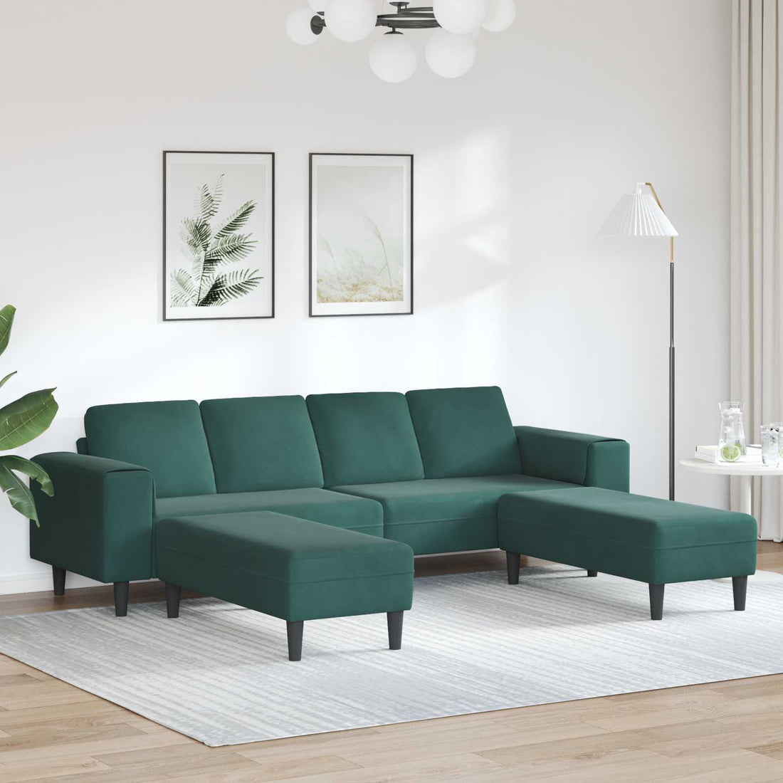 vidaXL Sofá de sala 3 uds. Verde oscuro