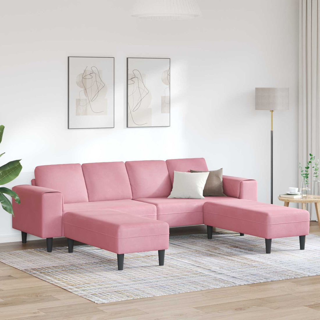 vidaXL Sofá de sala 3 uds. Rosa