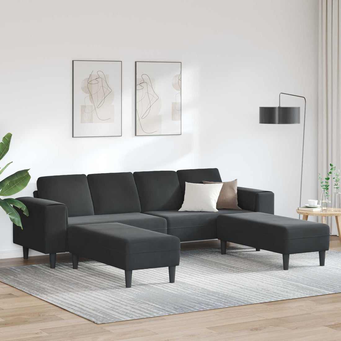 vidaXL Sofá de sala 3 uds. Negro