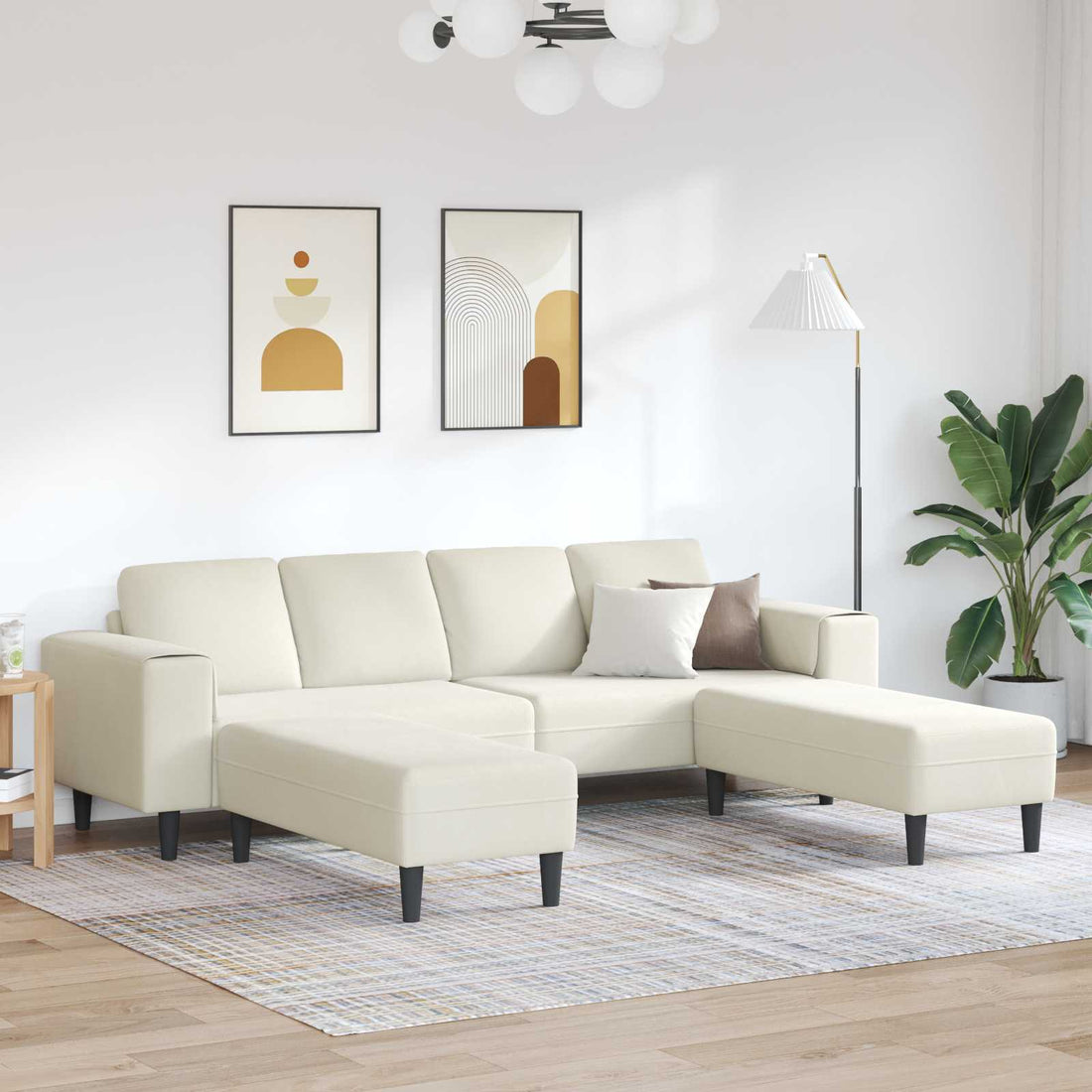 vidaXL Sofá de sala 3 uds. Crema