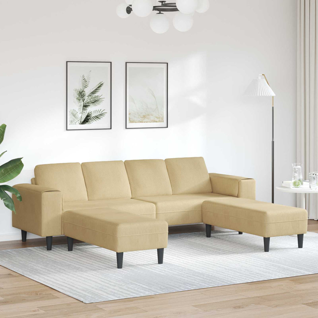 vidaXL Sofá Verde grisáceo 250 x 188 x 76 cm Tela de Pana