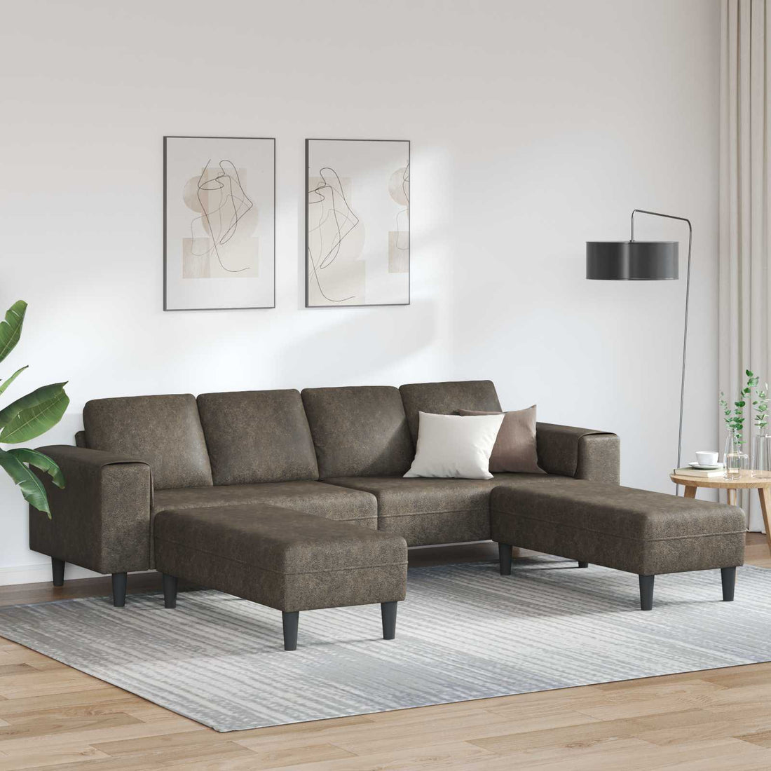 vidaXL Sofá de sala 3 uds. Gris oscuro