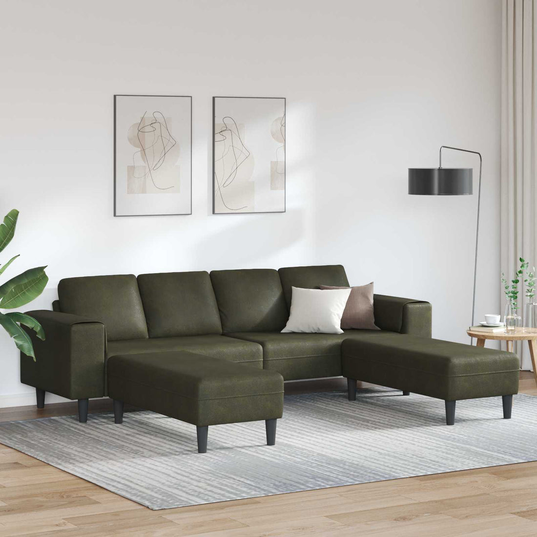 vidaXL Sofá de sala 3 uds. Verde militar