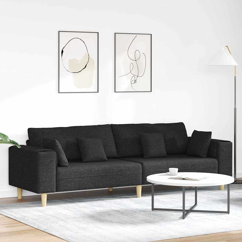 vidaXL Sofá Negro 250 x 77 x 76 cm tela