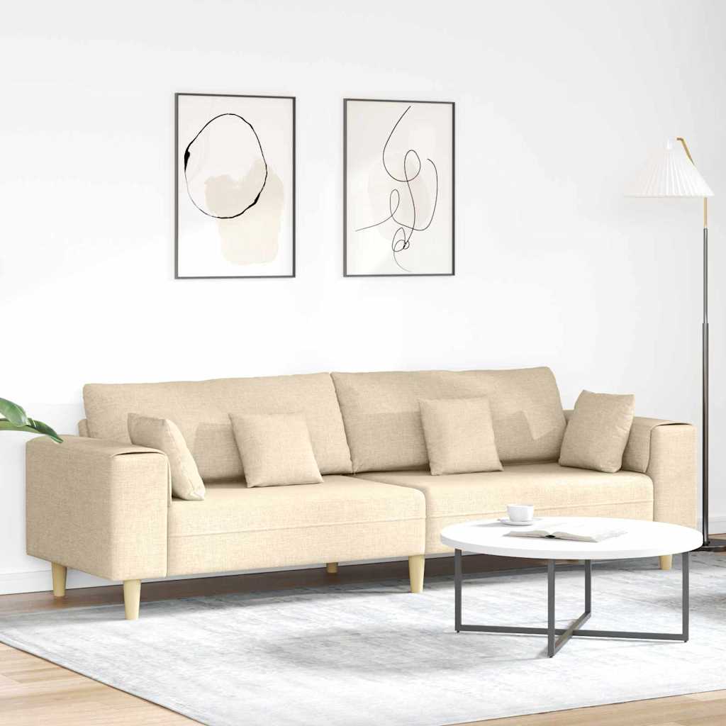 vidaXL Sofá Crema 250 x 77 x 76 cm tela