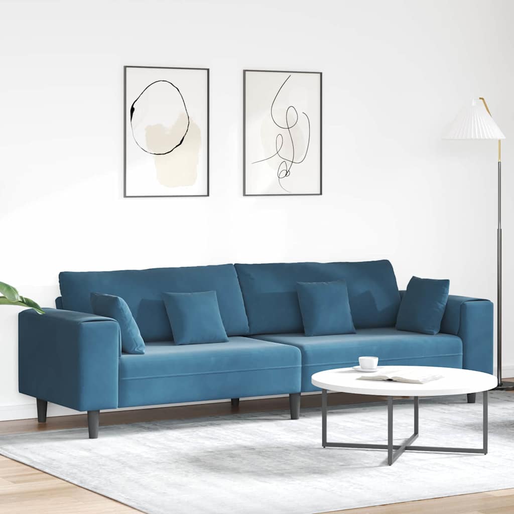 vidaXL Sofá Azul 250 x 77 x 76 cm Terciopelo