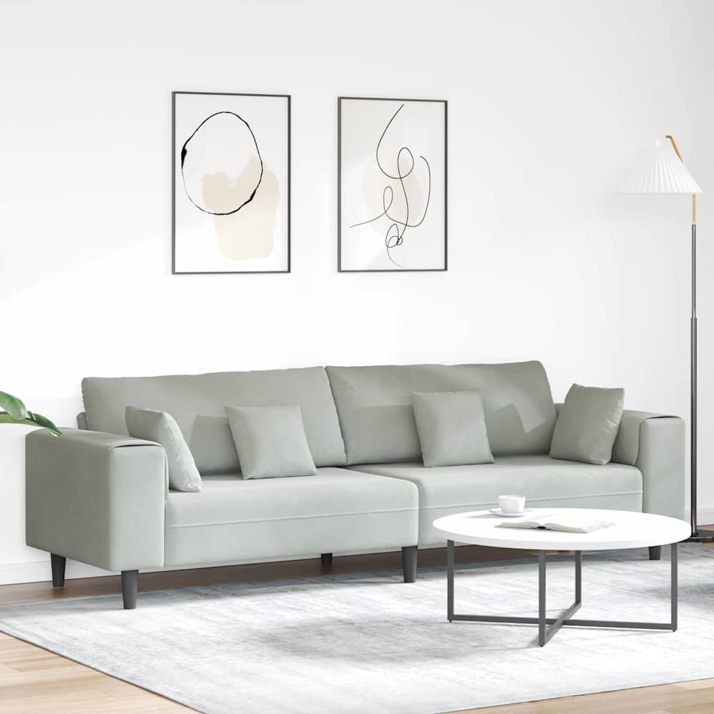 vidaXL Sofá Gris Claro 250 x 77 x 76 cm Terciopelo
