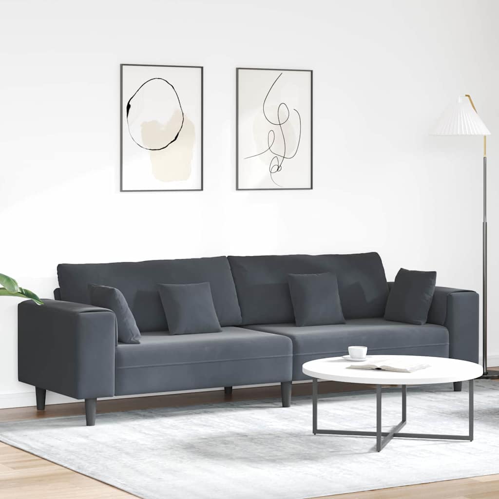 vidaXL Sofá Gris oscuro 250 x 77 x 76 cm Terciopelo