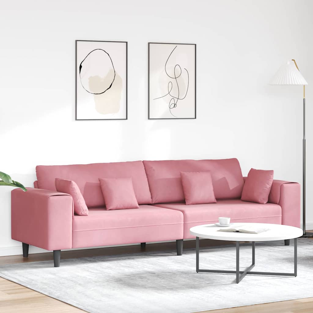 vidaXL Sofá Rosa 250 x 77 x 76 cm Terciopelo