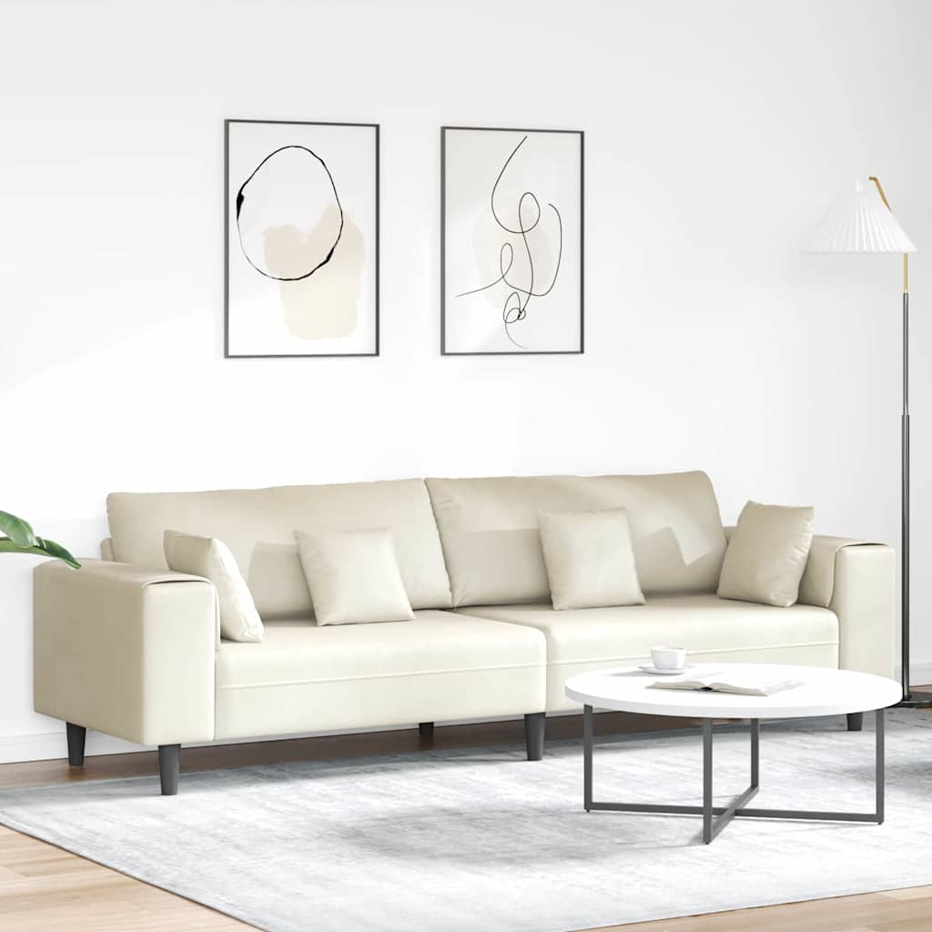 vidaXL Sofá Crema 250 x 77 x 76 cm Terciopelo