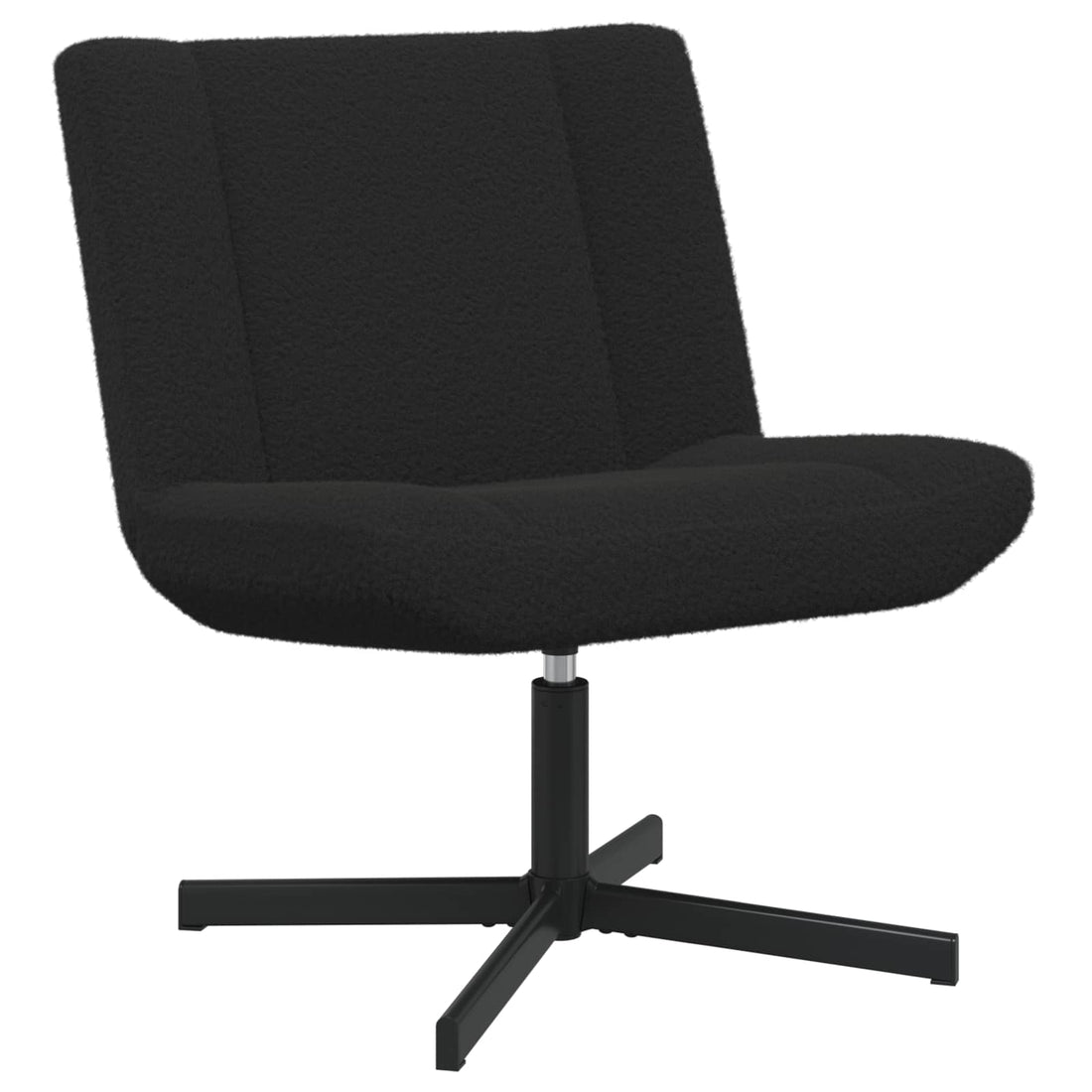 vidaXL Silla giratoria Negro 63 x 75 x 76 cm Piel de oveja