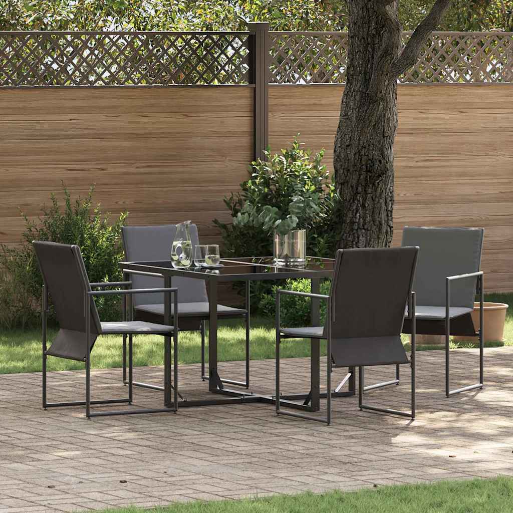 vidaXL Conjunto de Comedor de Jardín 5 uds. Negro Acero